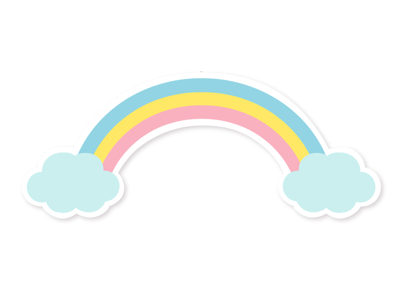 シール風のパステルカラー３色の虹 ２カット ぱすてる Kidsイラスト素材