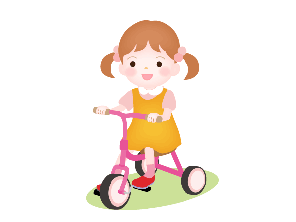 三輪車に乗る幼児（女の子）のイラスト
