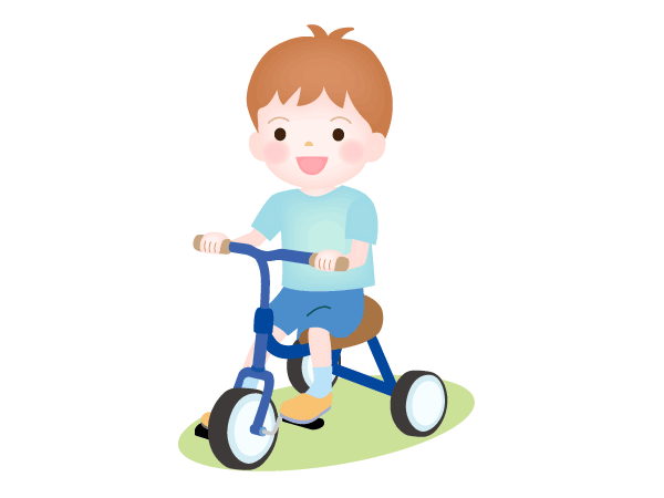 三輪車に乗る幼児（男の子）のイラスト